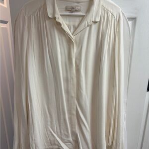 LOFT Ivory Button-Up Blouse